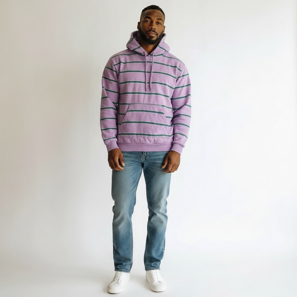Urban Outfitters‎ Striped Hoodie Purple Green Retro Y2K Style Unisex Size Medium